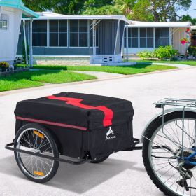 Bicycle Cargo Trailer, Two-Wheel Bike Luggage Wagon with Removable Cover, Versatile Use, Red
