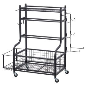 Yoga Mat Storage Rack, Powder Coated Finish Steel Yoga Mat Holder, Home Gym Workout Equipment Organizer with Hooks & Wheels