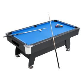 Pool Table, 7 ft Portable Billiards Tables, Adjustable Feet Stable Game Table, Entertainment Set Includes Ball, Cue, Rack, Chalk and Brush