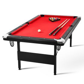 Billiards Table, 7 ft Pool Table, Portable Foldable Space-Saving Table, Billiard Table Set Includes Balls, Cues, Chalks and Brush