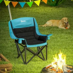 Padded Camping Chair for Adults, Portable Folding Camping Chair with Side Pockets, Cup Holders, Carry Bag, Black