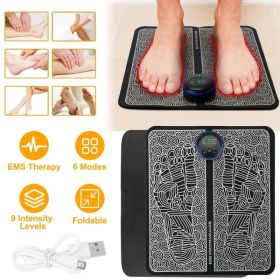 EMS Foot Massage Pad Electric Stimulator Massager Unit Rechargeable Leg Reshaping Muscle Pain Relax Massage Mat W& 6 Modes 9 Intensity Levels (Option: Defaulttitle)
