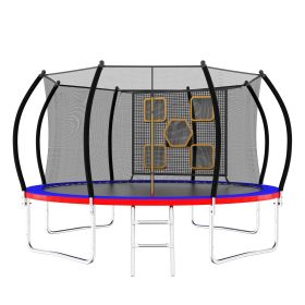 12FT Trampoline with Enclosure - Recreational Trampolines with Ladder, ASTM Approval Outdoor Trampoline for Kids (Color: as Pic)